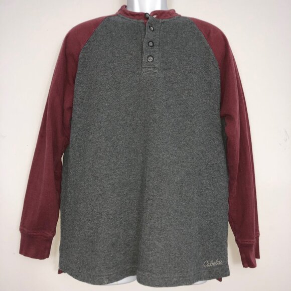 Cabela's Other - Cabelas Henley Shirt Mens M Raglan Red Gray Long Sleeve Pullover 100% Cotton